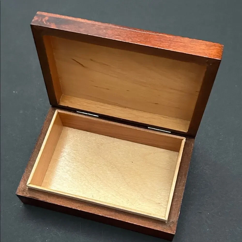 Vintage Carved Wooden Jewelry Box with Dove Accents